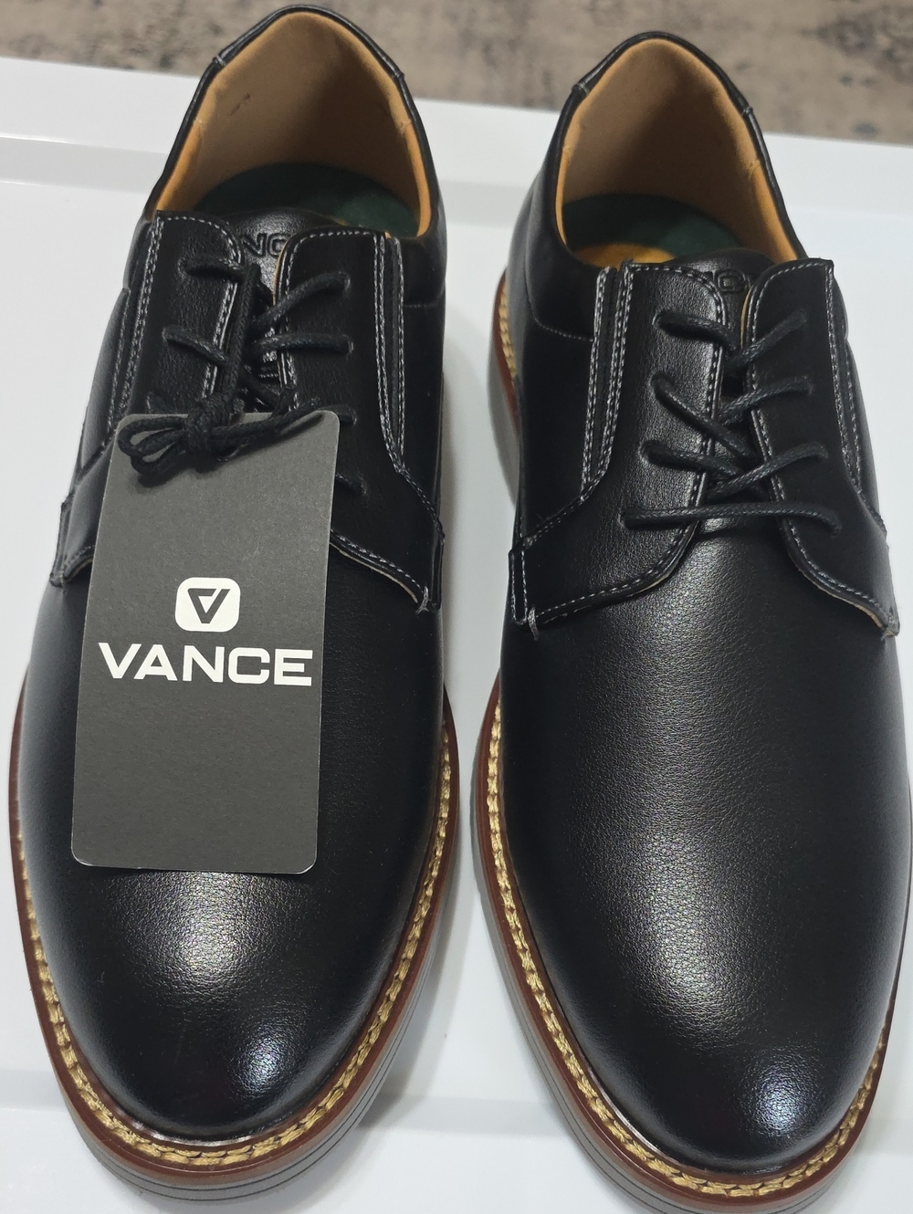 Vance Men's Black Leather Derby Shoes